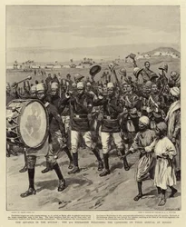 Der Vormarsch im Sudan, die 9. Sudanesen begrüßen die Camerons bei ihrer Ankunft in Berber